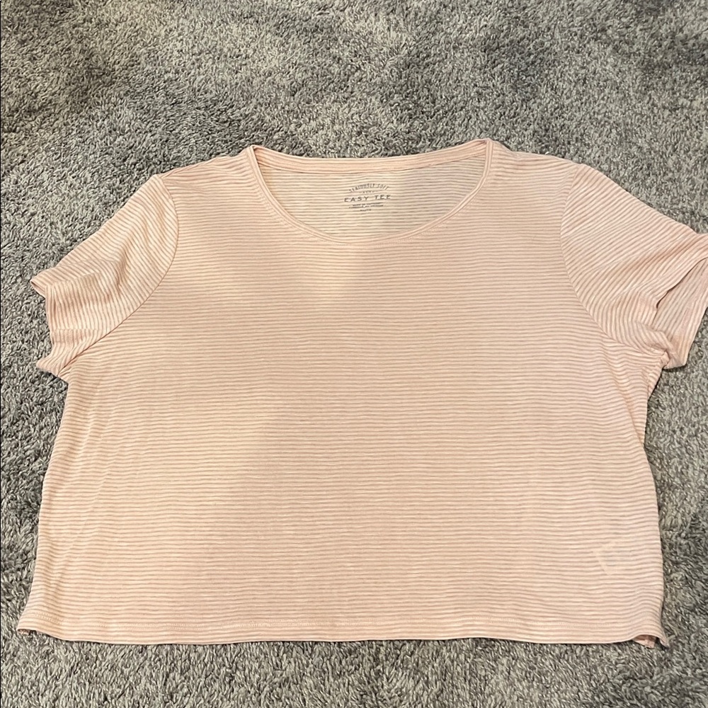 AERO XLcropped Light Pink Striped Tee